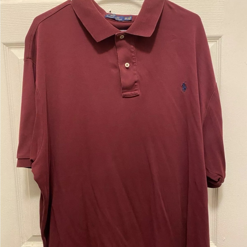 Deep Burgundy Classic Polo Shirt with Short Sleeves and Embroidered Logo